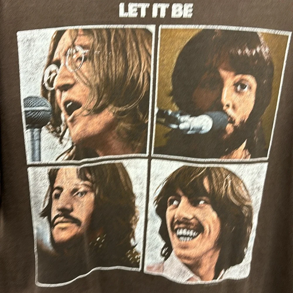 Vintage Beatles “Let it Be” T-Shirt XL 90’s Brown Tee - Picture 2 of 5